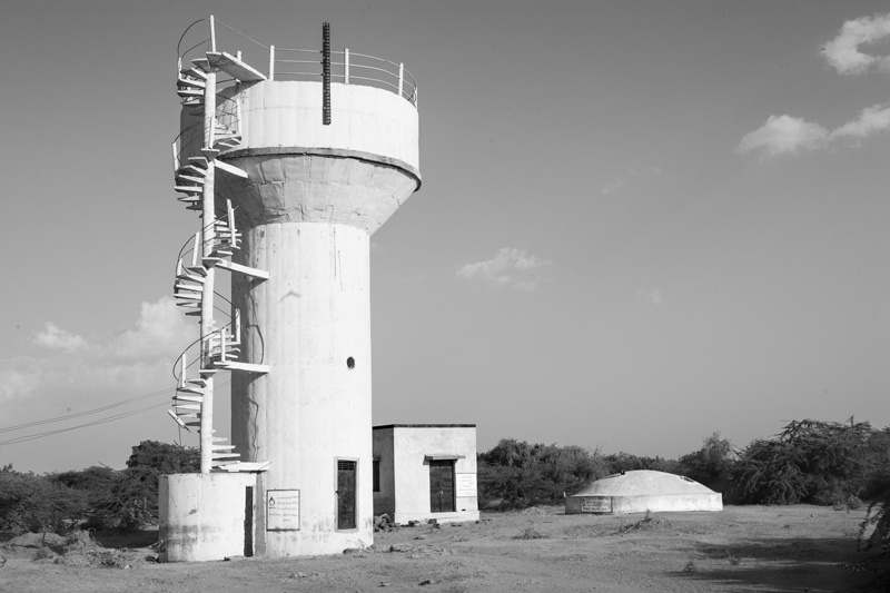 Human Right to Water in Kutch district, Gujarat - Overhead reservoir and sump to store water for pipeline supply in a village